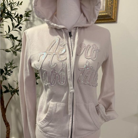 Aeropostale Tops - Aeropostale White Glitter Hoodie